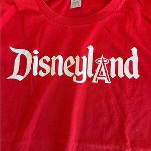 Gildan Red Kids T-Shirt with White Disneyland + Angels Design